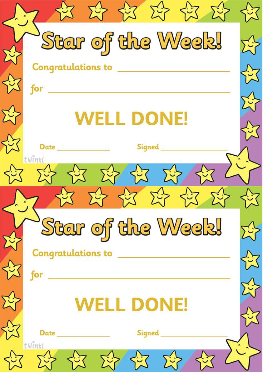 Twinkl Resources >> Star Of The Week >> Thousands Of Inside Star Certificate Templates Free