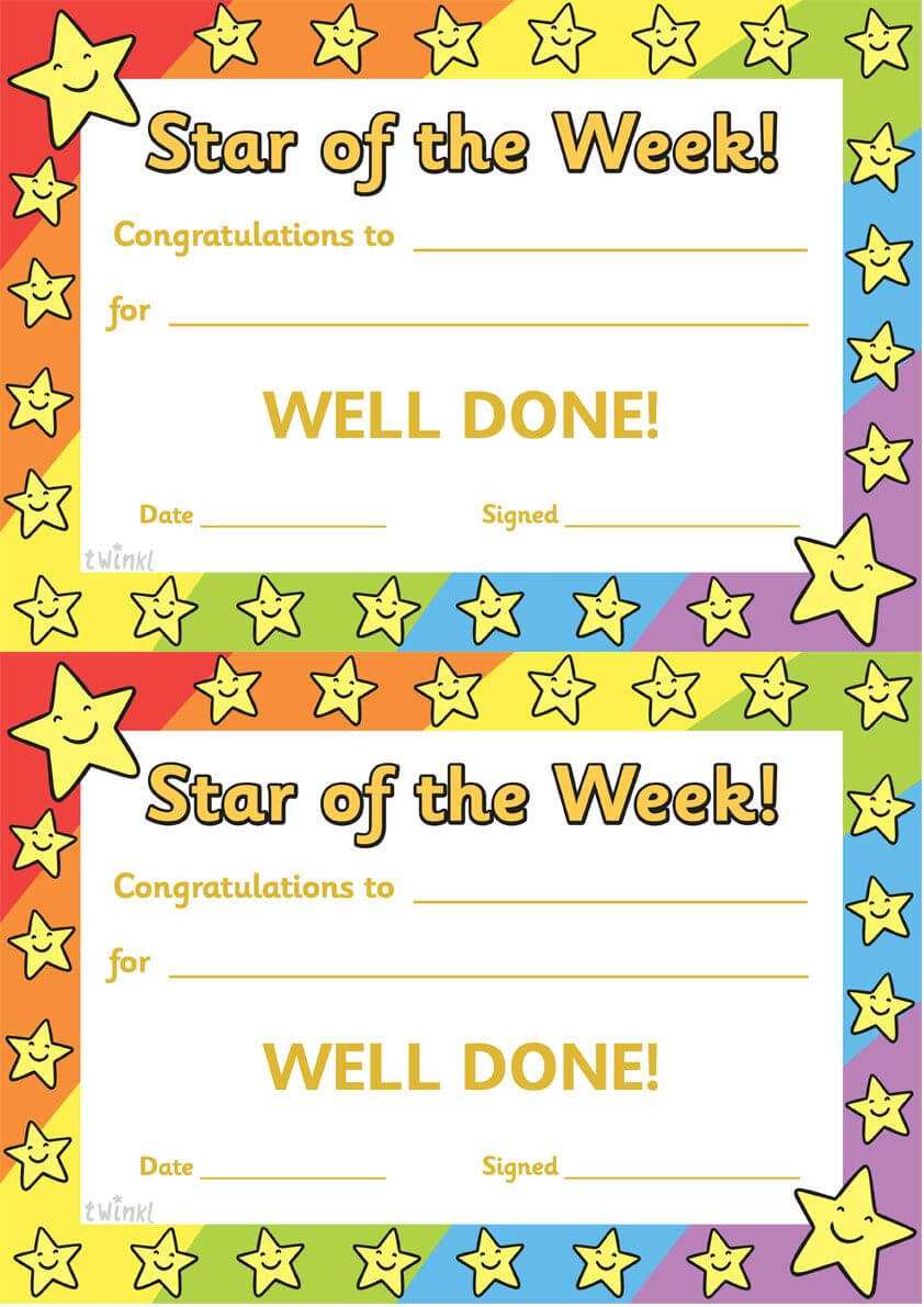 Twinkl Resources >> Star Of The Week >> Thousands Of Inside Star Certificate Templates Free