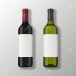 Two Realistic Vector Wine Bottles In Top View With Blank Labels.. Within Blank Wine Label Template