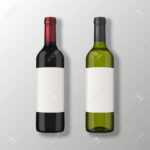 Two Realistic Vector Wine Bottles In Top View With Blank Labels.. Within Blank Wine Label Template