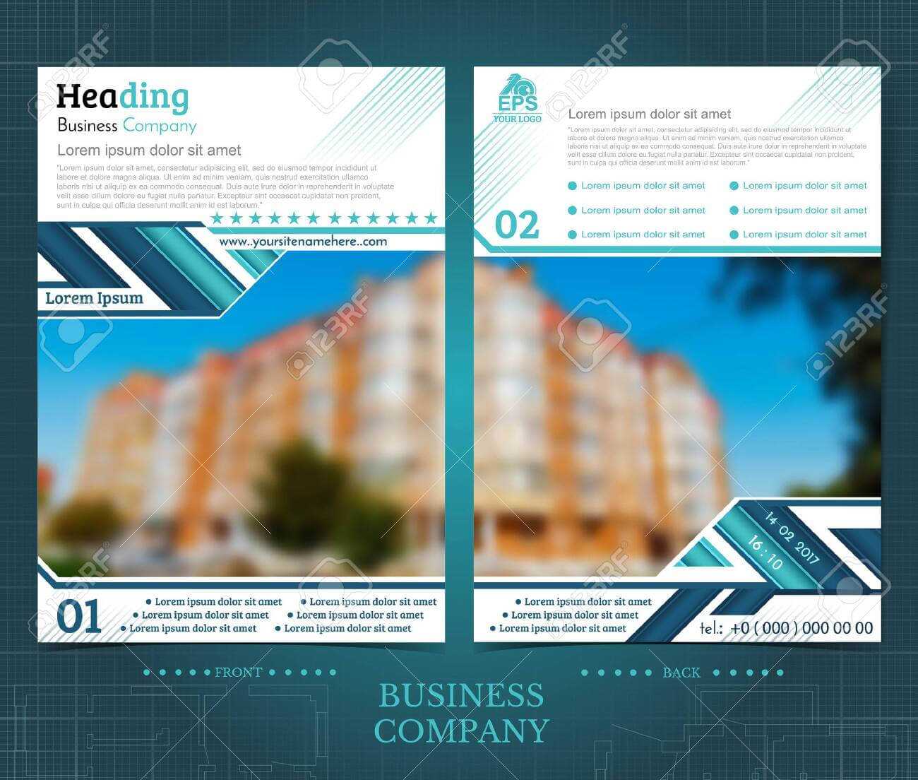 Two Sided Brochure Or Flayer Template Design With One Blurred.. Throughout One Sided Brochure Template