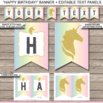 Unicorn Pennant Banner Template | Unicorn | Pennant Banner Throughout Free Happy Birthday Banner Templates Download