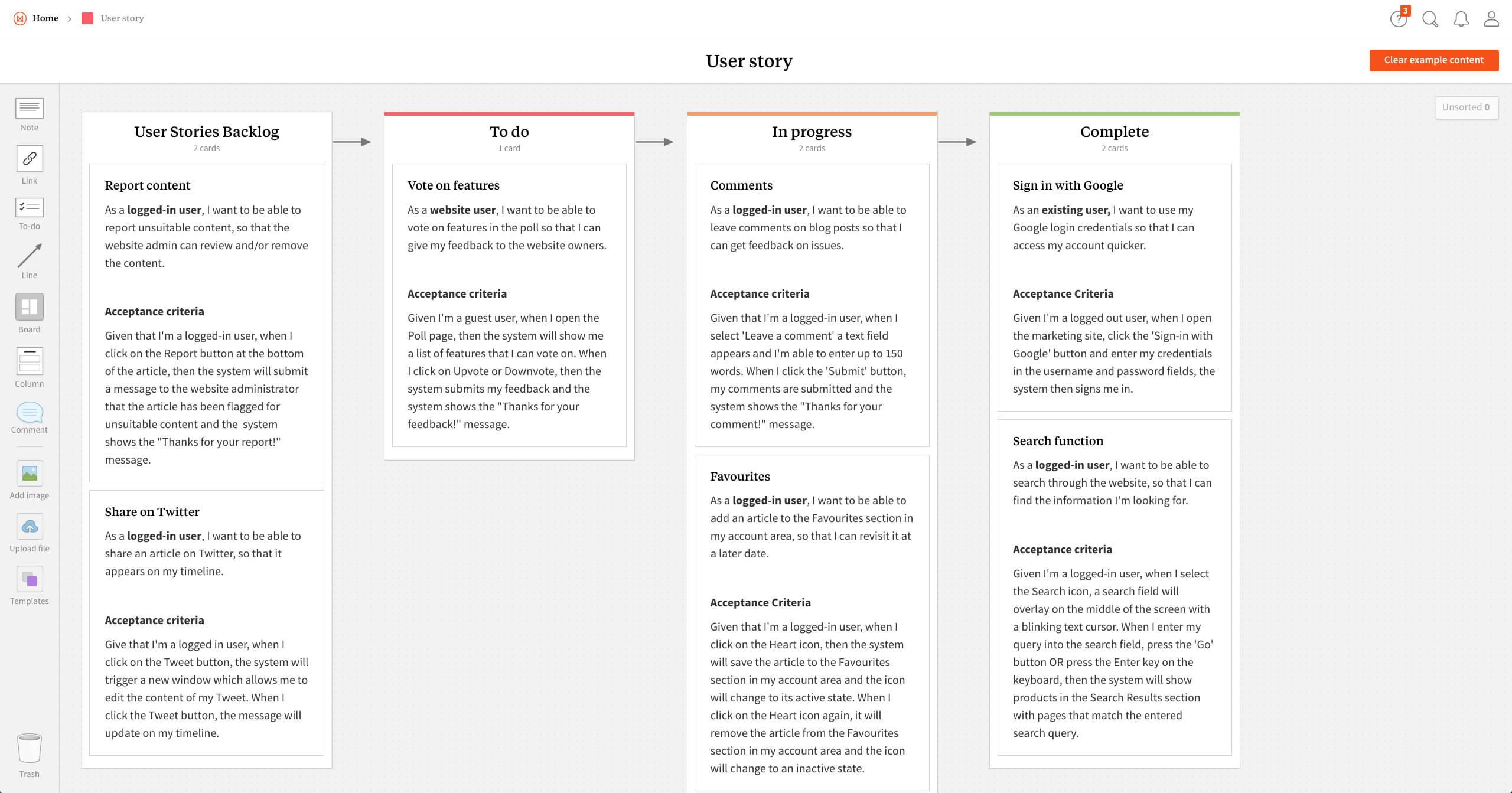 User Story Template & Examples – Milanote Pertaining To User Story Word Template
