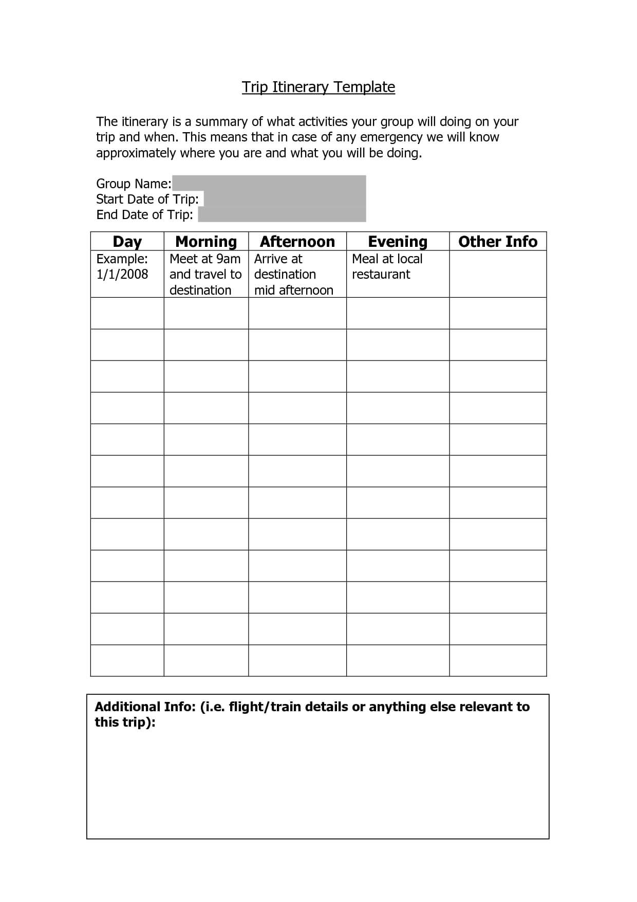 Vacation Itenerary Template | Trip Itinerary Template | My With Travel Brochure Template Ks2