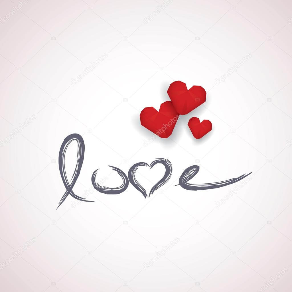 Valentine Card Template With Handwritten Word Love And Red Inside Valentine Card Template Word
