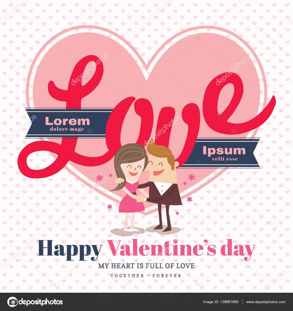 Valentine's Day Card With Love Word — Stock Vector © Kraphix In Valentine Card Template Word