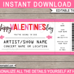 Valentine's Day Concert Gift Ticket – Pink & White Inside Movie Gift Certificate Template