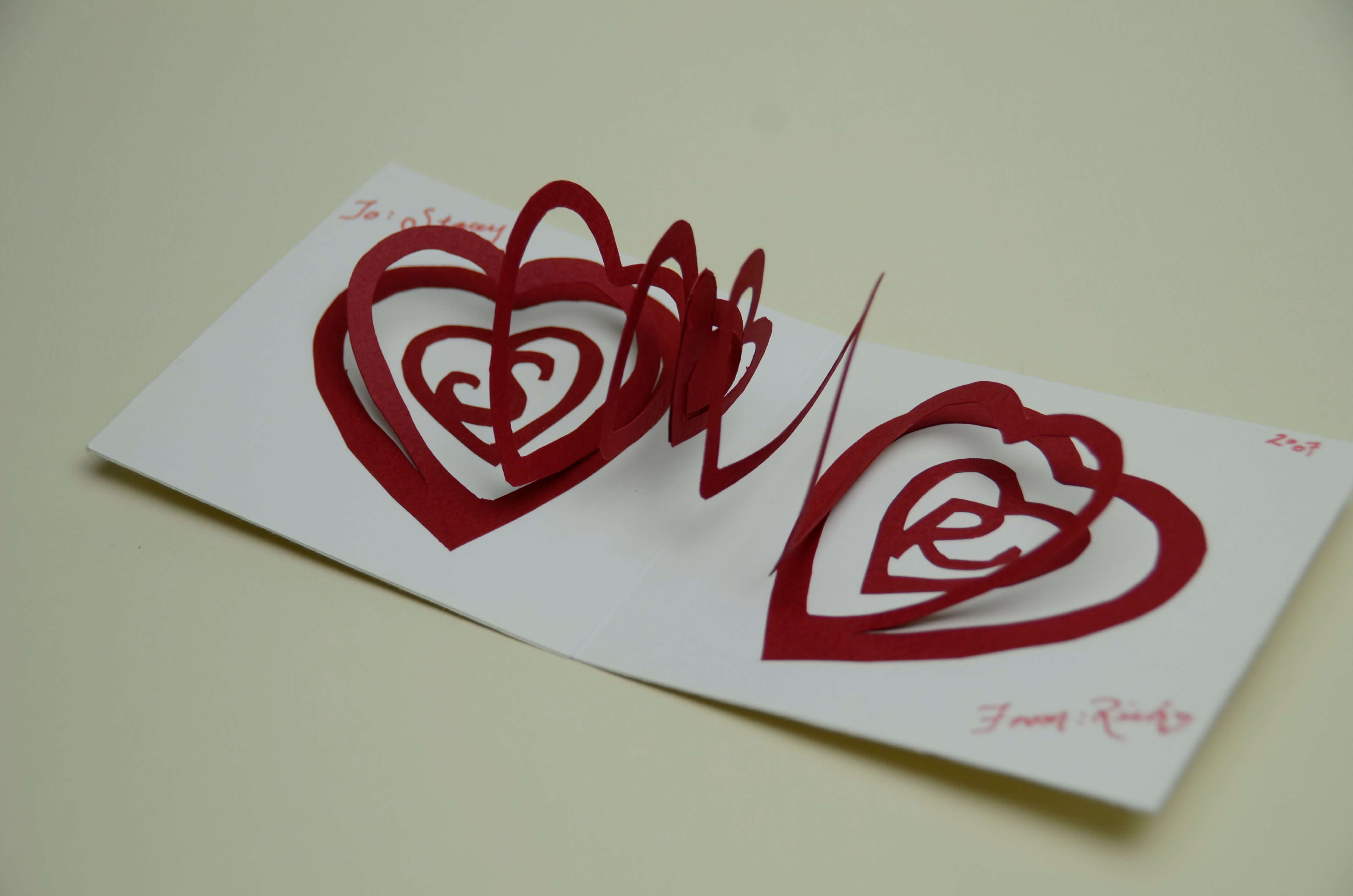 Valentine's Day Pop Up Card: Spiral Heart Tutorial Regarding Pop Out Heart Card Template