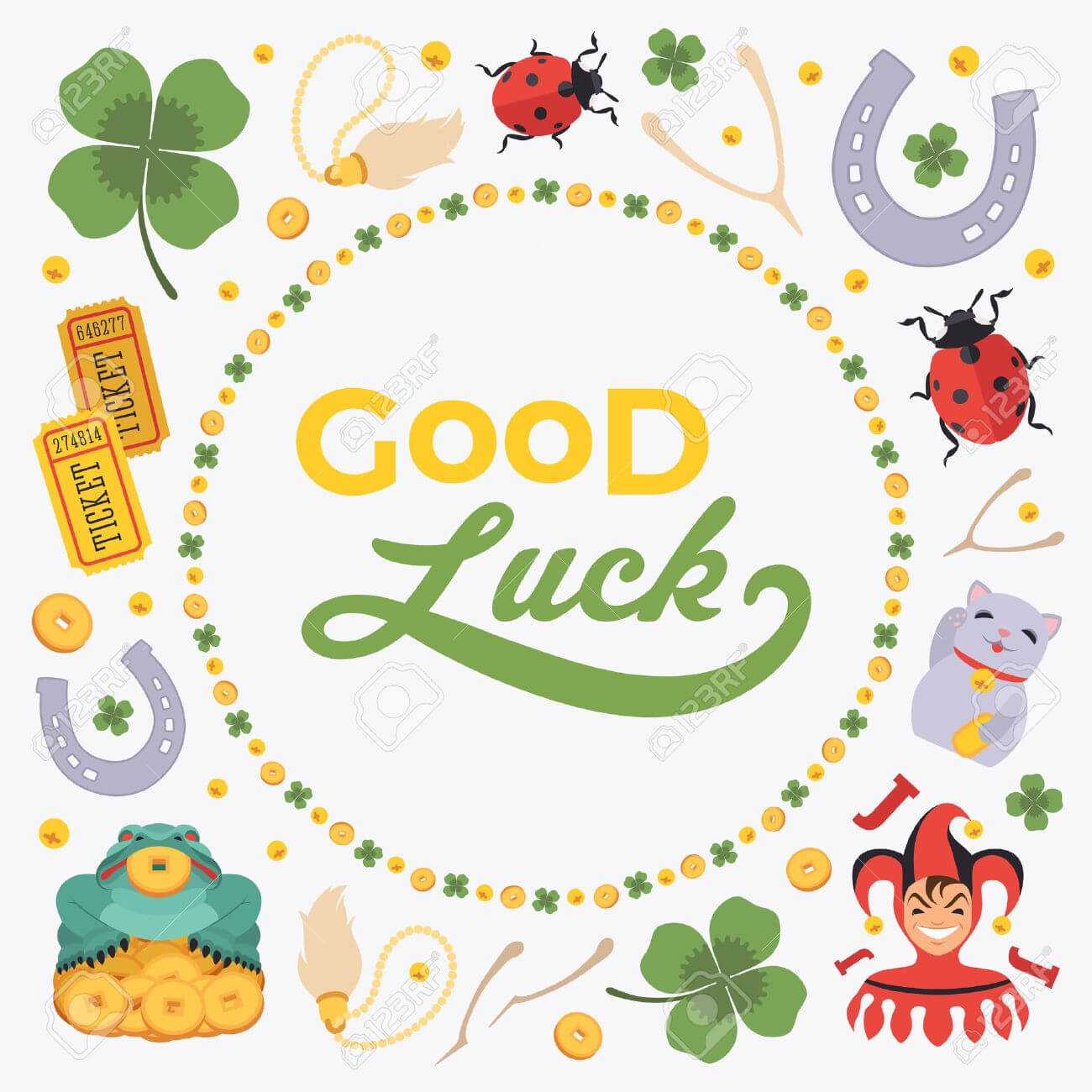 Vector Decorating Design Made Of Lucky Charms, And The Words.. In Good Luck Card Templates