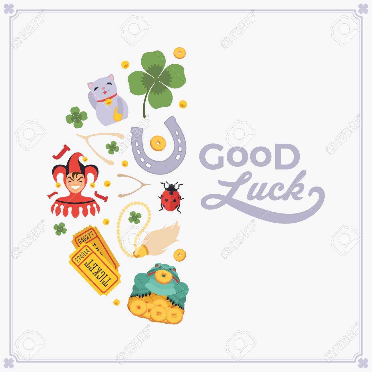 Vector Decorating Design Made Of Lucky Charms, And The Words.. Pertaining To Good Luck Card Template