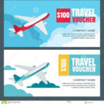Vector Gift Travel Voucher Template. Flying Airplane In The For Free Travel Gift Certificate Template