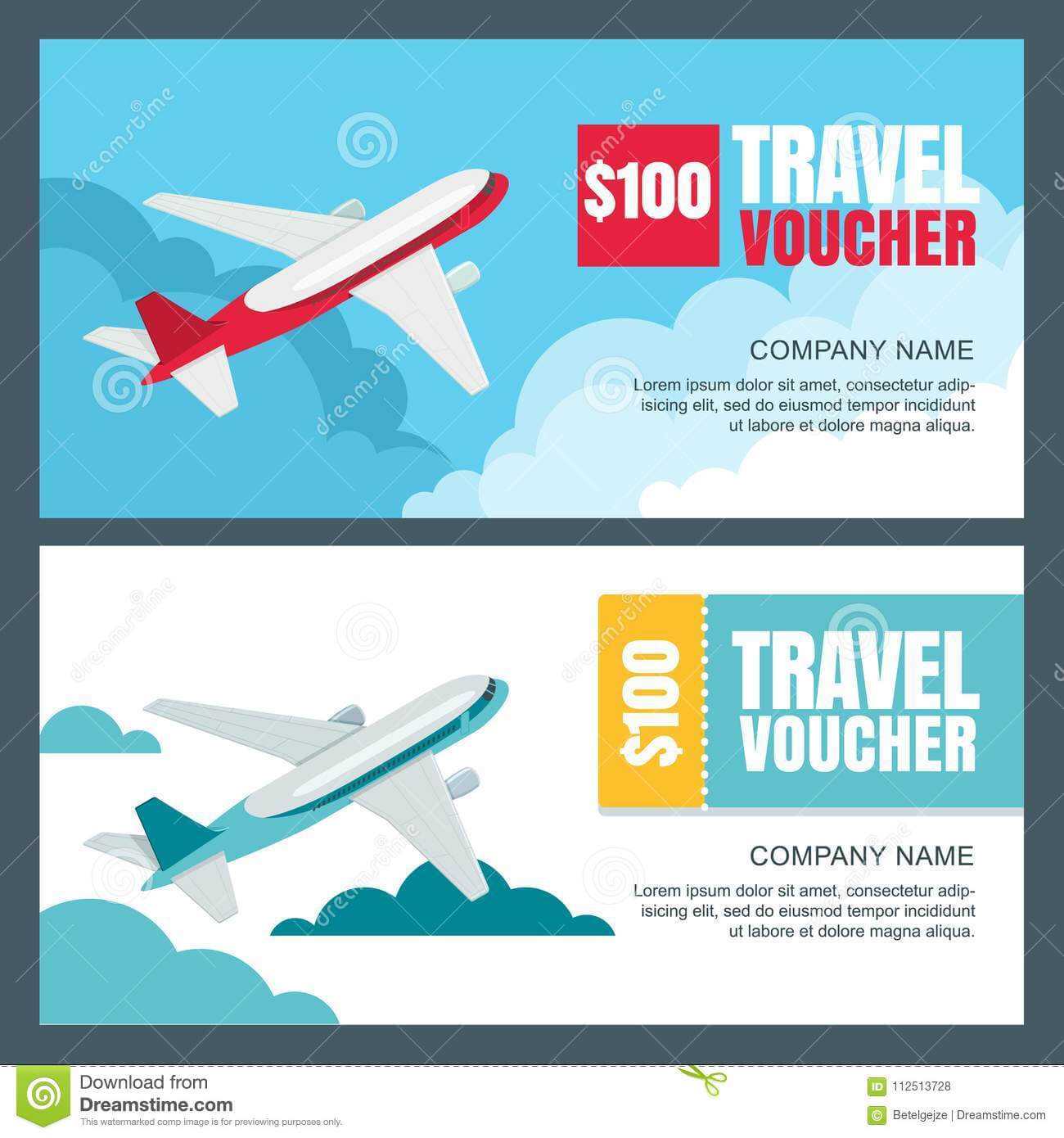 Vector Gift Travel Voucher Template. Flying Airplane In The For Free Travel Gift Certificate Template