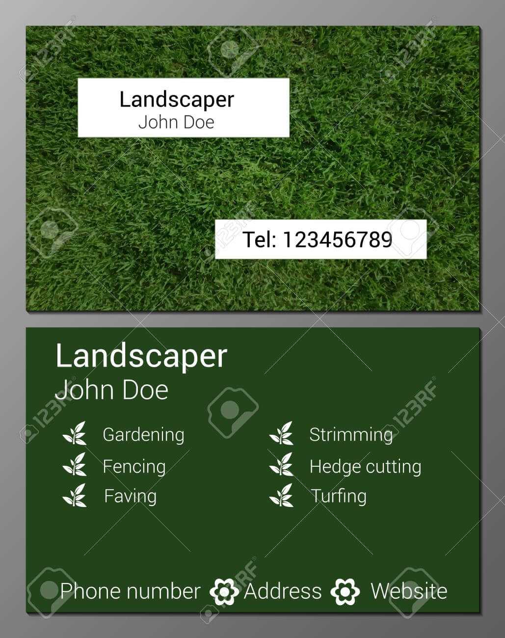 Vector Illustration Of Gardener Business Card Design Template.. Regarding Gardening Business Cards Templates