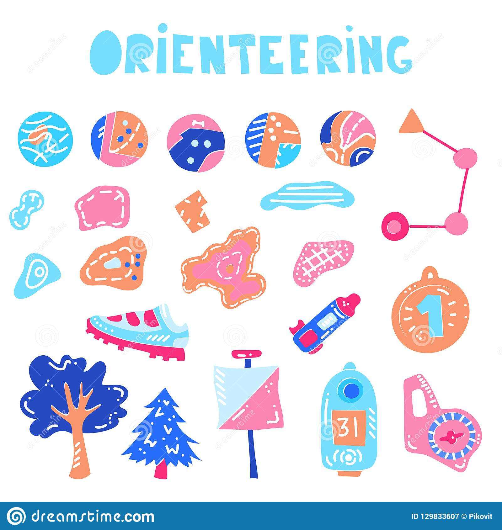 Vector Illustration Of Orienteering Map Signs Stock Vector Regarding Orienteering Control Card Template