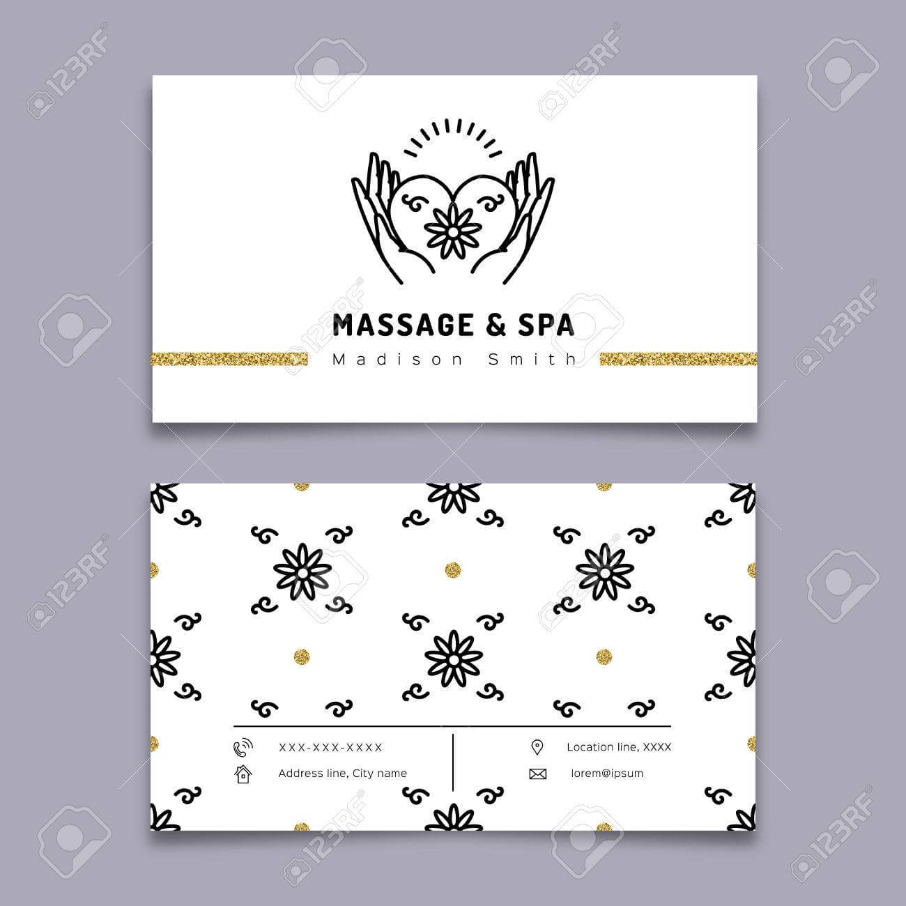 Vector Massage And Spa Therapy Business Card Template. Trendy.. Inside Massage Therapy Business Card Templates