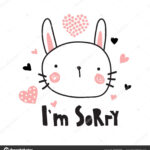 Vector Template Greeting Card Sorry Text Cute Bunny With Sorry Card Template