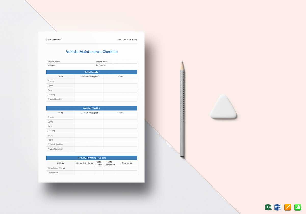 Vehicle Maintenance Checklist Template Intended For Vehicle Checklist Template Word