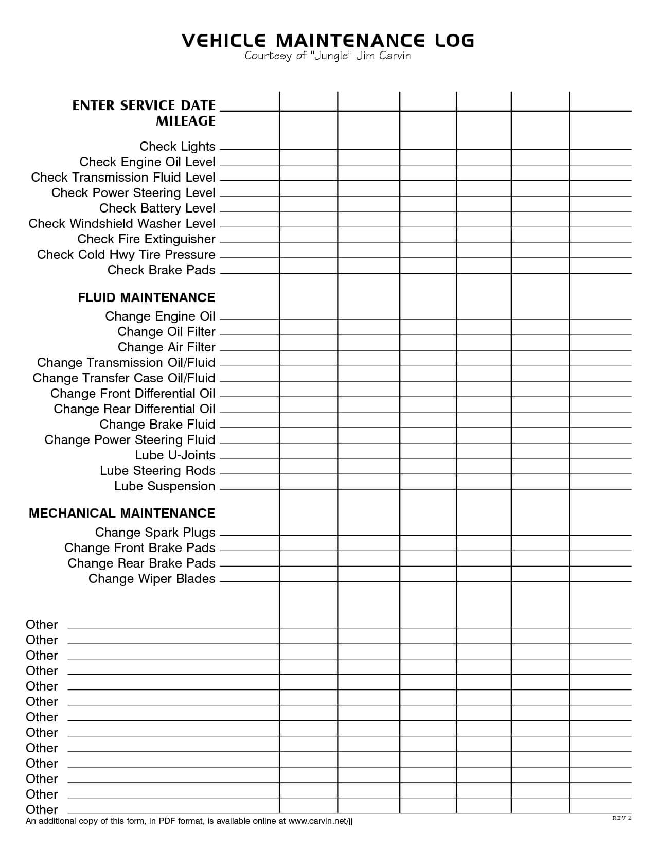 Vehicle Maintenance Log Book Template | Car Maintenance Tips In Equipment Fault Report Template