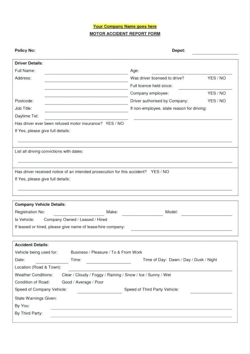 car incident report - Ficim Inside Vehicle Accident Report Form Template