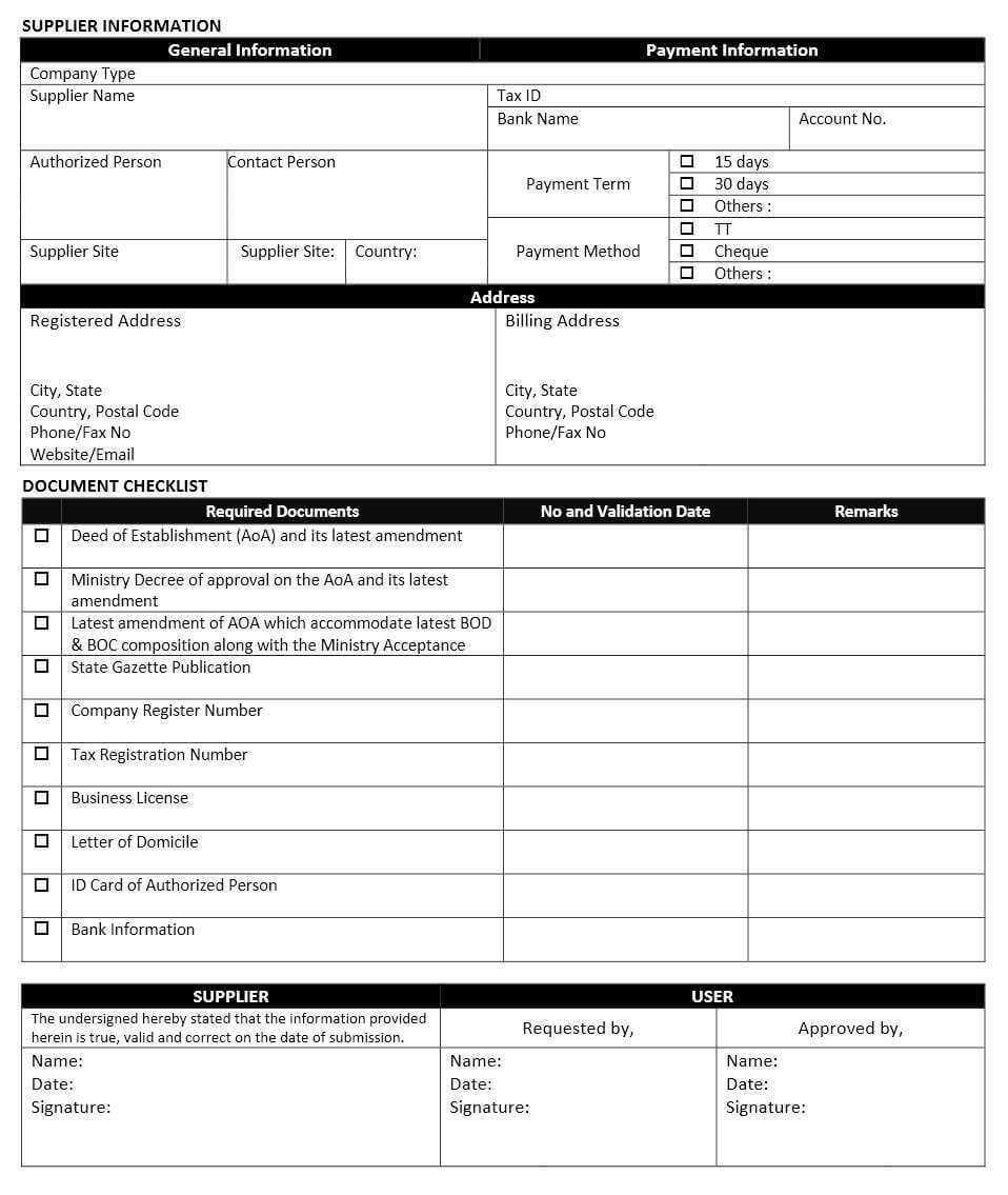 Vendor Registration Form Template Vendor Registration Form Regarding Registration Form Template Word Free