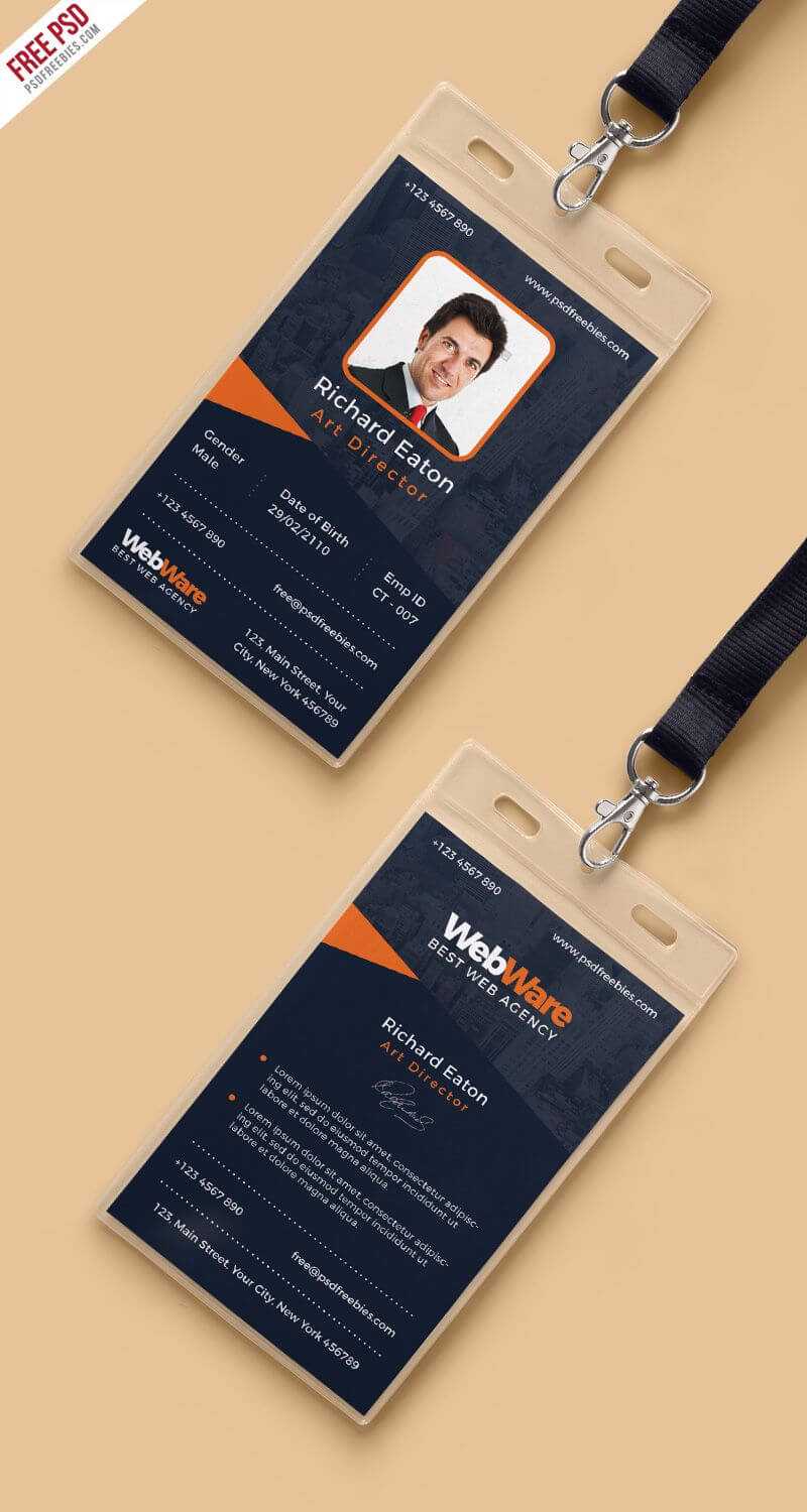 Vertical Company Identity Card Template Psd | Psd Print Intended For Company Id Card Design Template