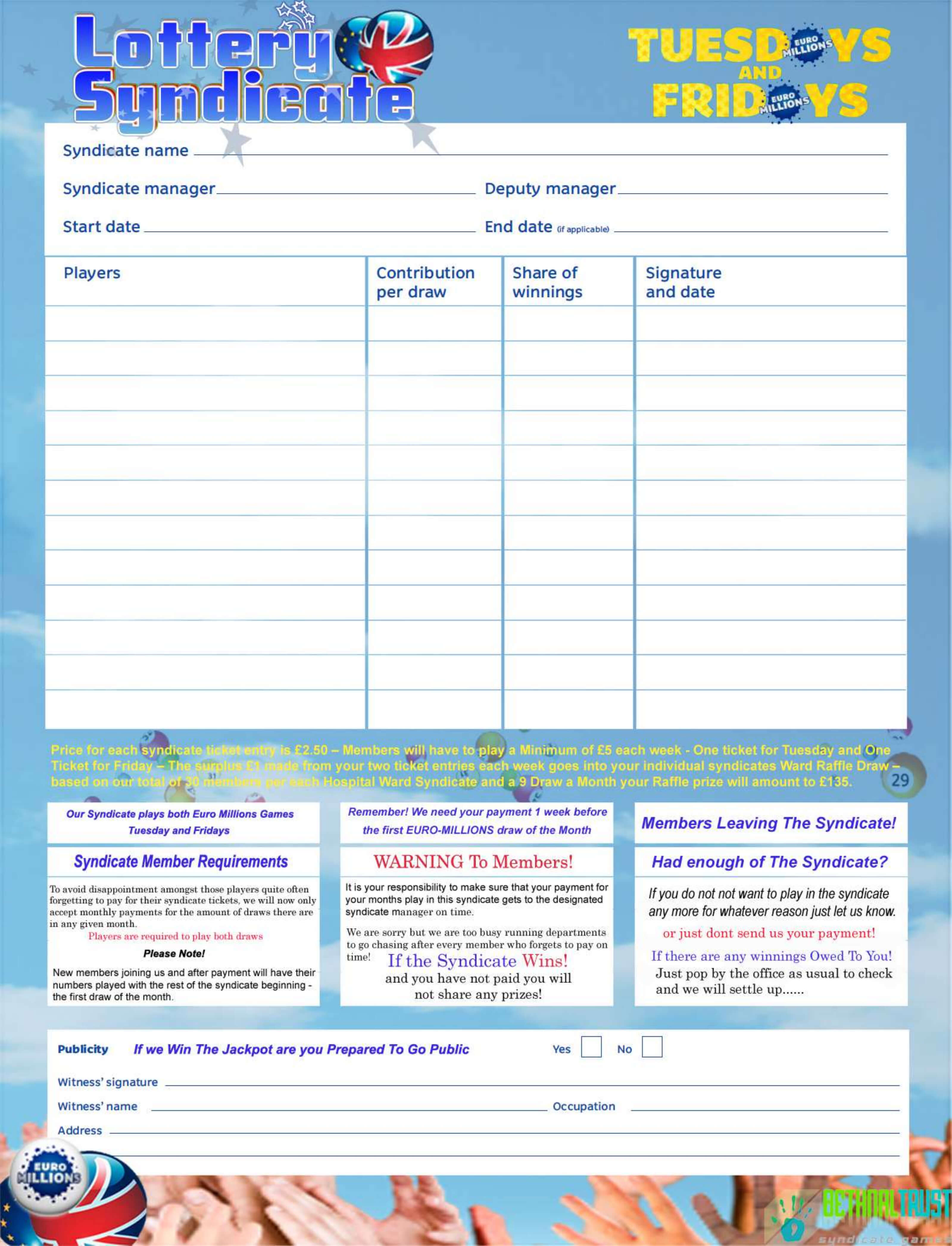 Very Easy Option How To Form A Lottery Syndicate ~ Marwena Pertaining To Lottery Syndicate Agreement Template Word