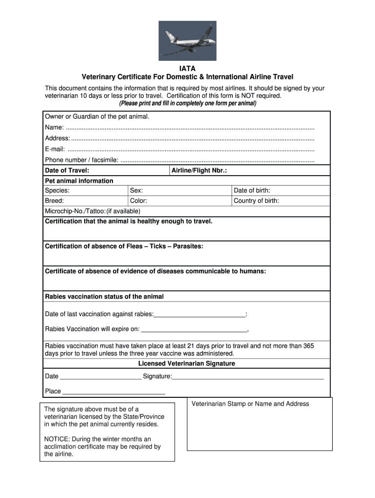 Veterinary Certificate – Fill Online, Printable, Fillable Regarding Veterinary Health Certificate Template