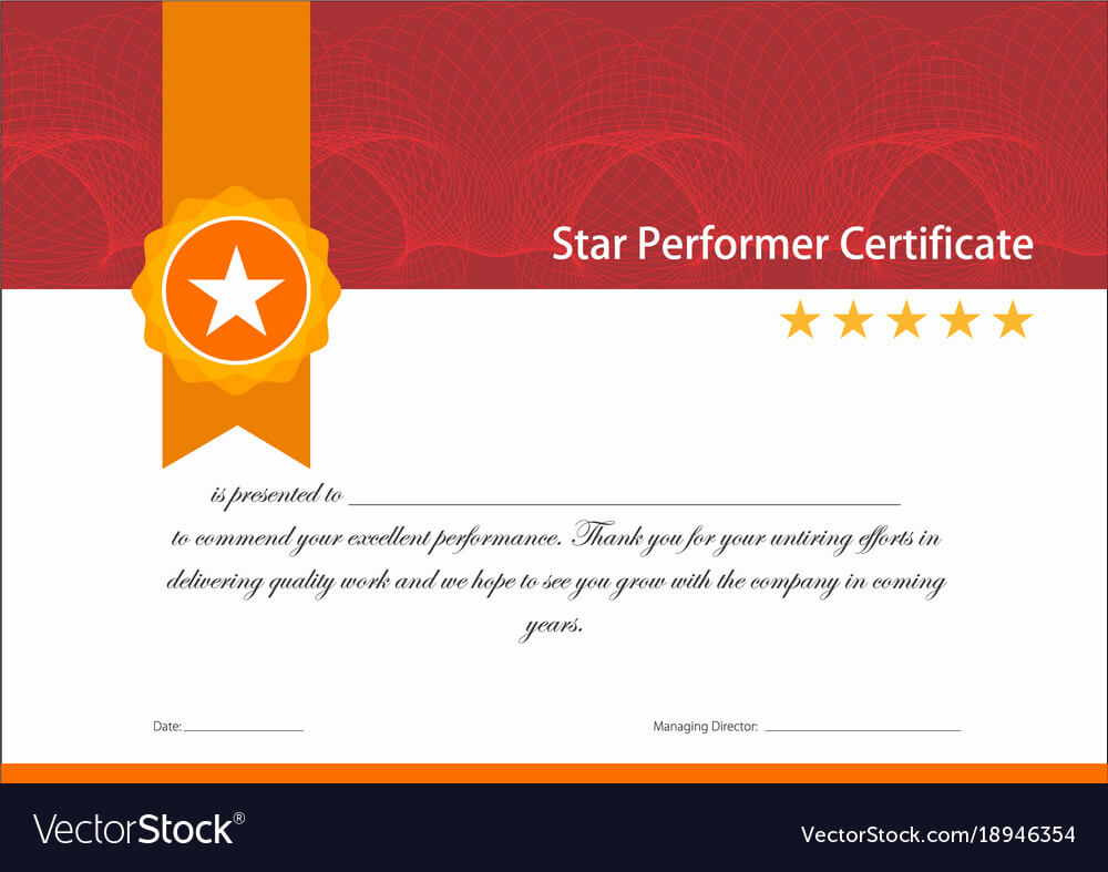 Vintage Red And Gold Star Performer Certificate Intended For Star Performer Certificate Templates