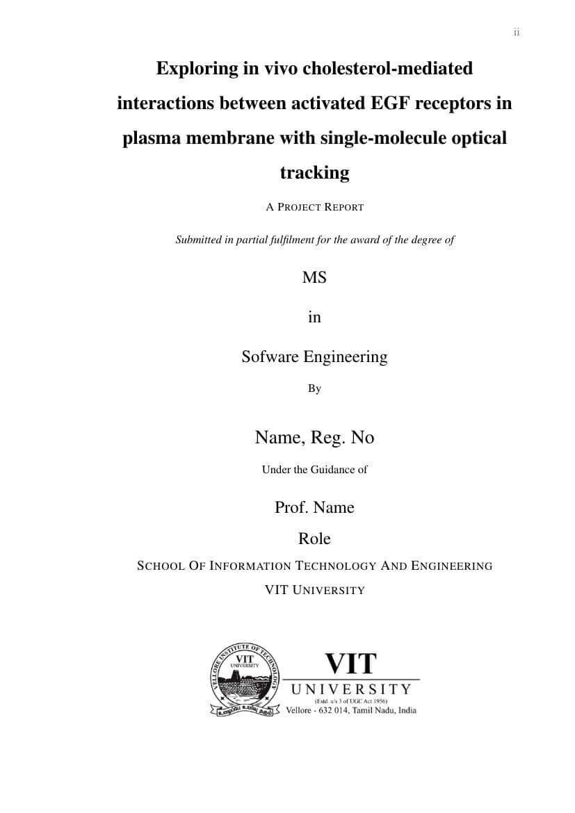 Vit - Template For Vit Project Report Template Intended For Project Report Template Latex