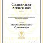 Volunteer Appreciation Certificate Template Certification Of In Volunteer Certificate Template