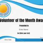 Volunteer Of The Month Certificate Template | Conie In 2019 Inside Volunteer Certificate Template