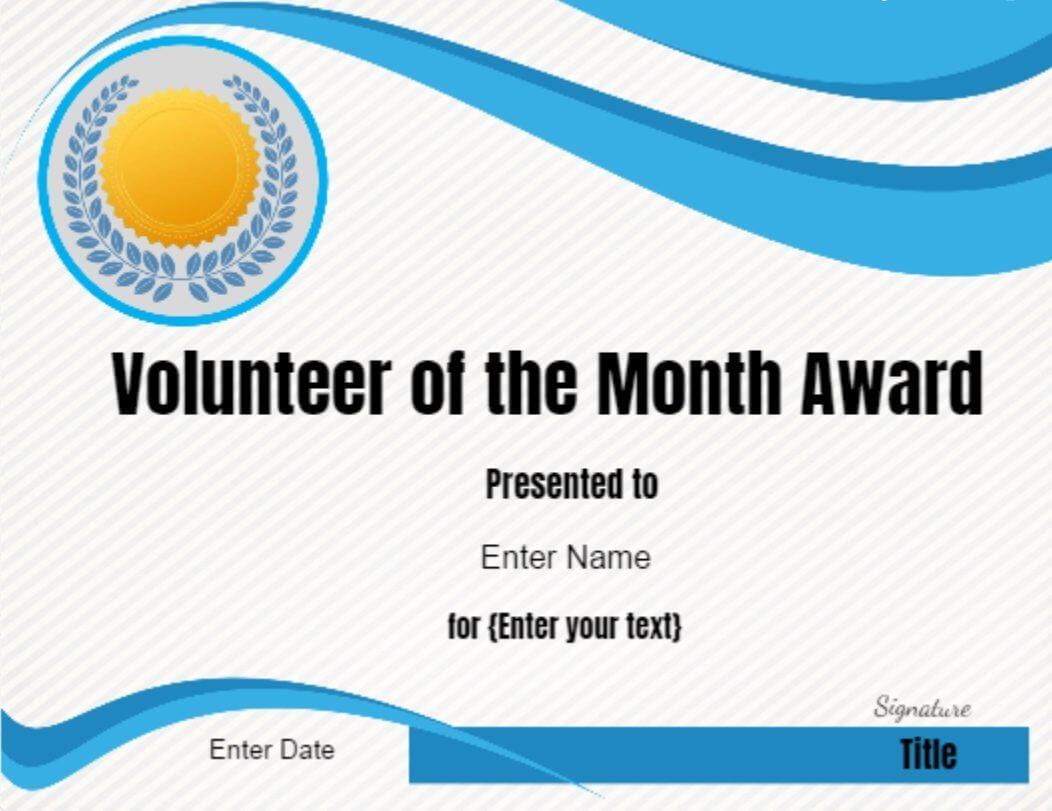 Volunteer Of The Month Certificate Template | Conie In 2019 Within Volunteer Award Certificate Template