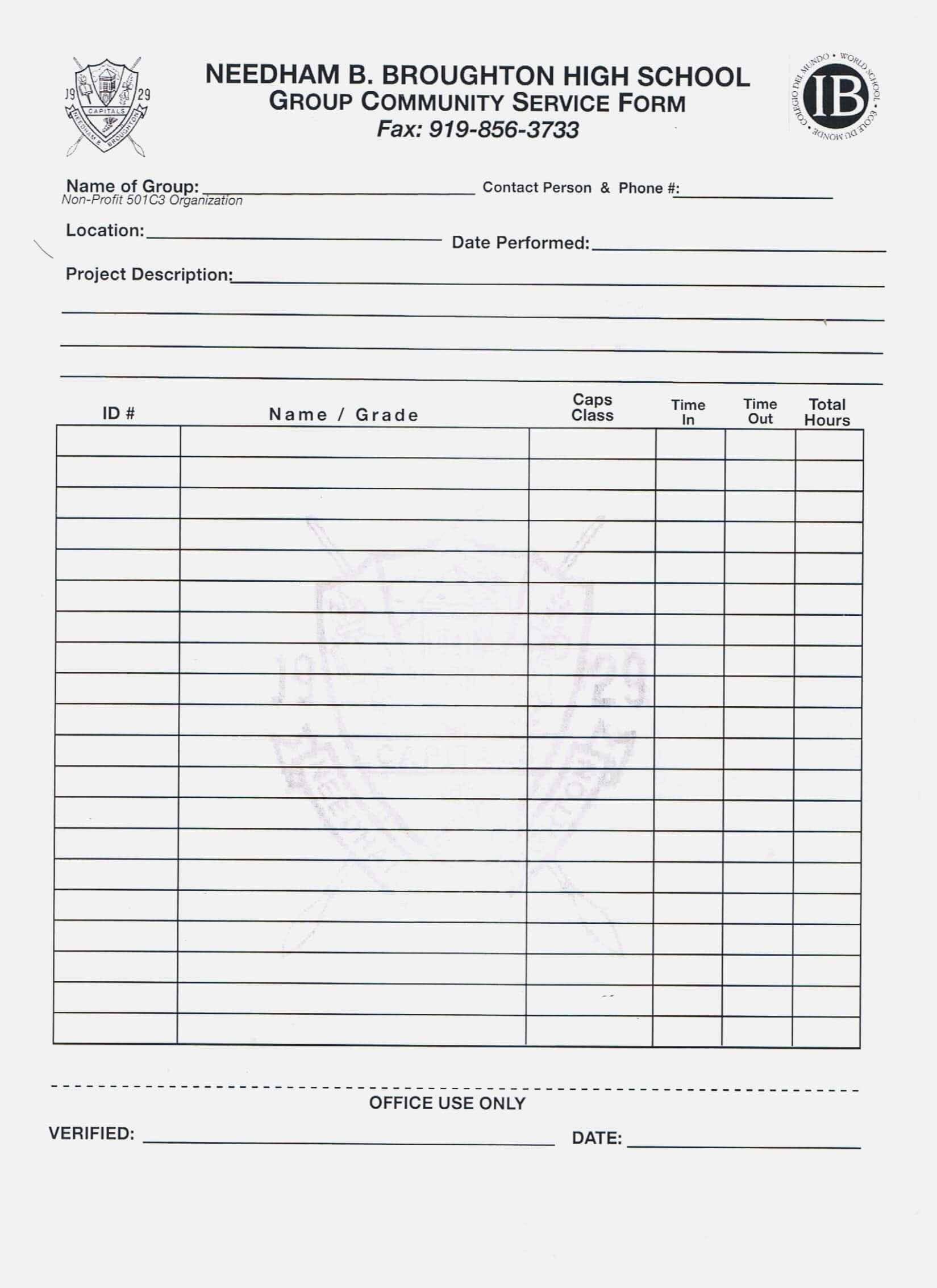 Volunteer Report Template Cool Hours Form Of Community Intended For Volunteer Report Template