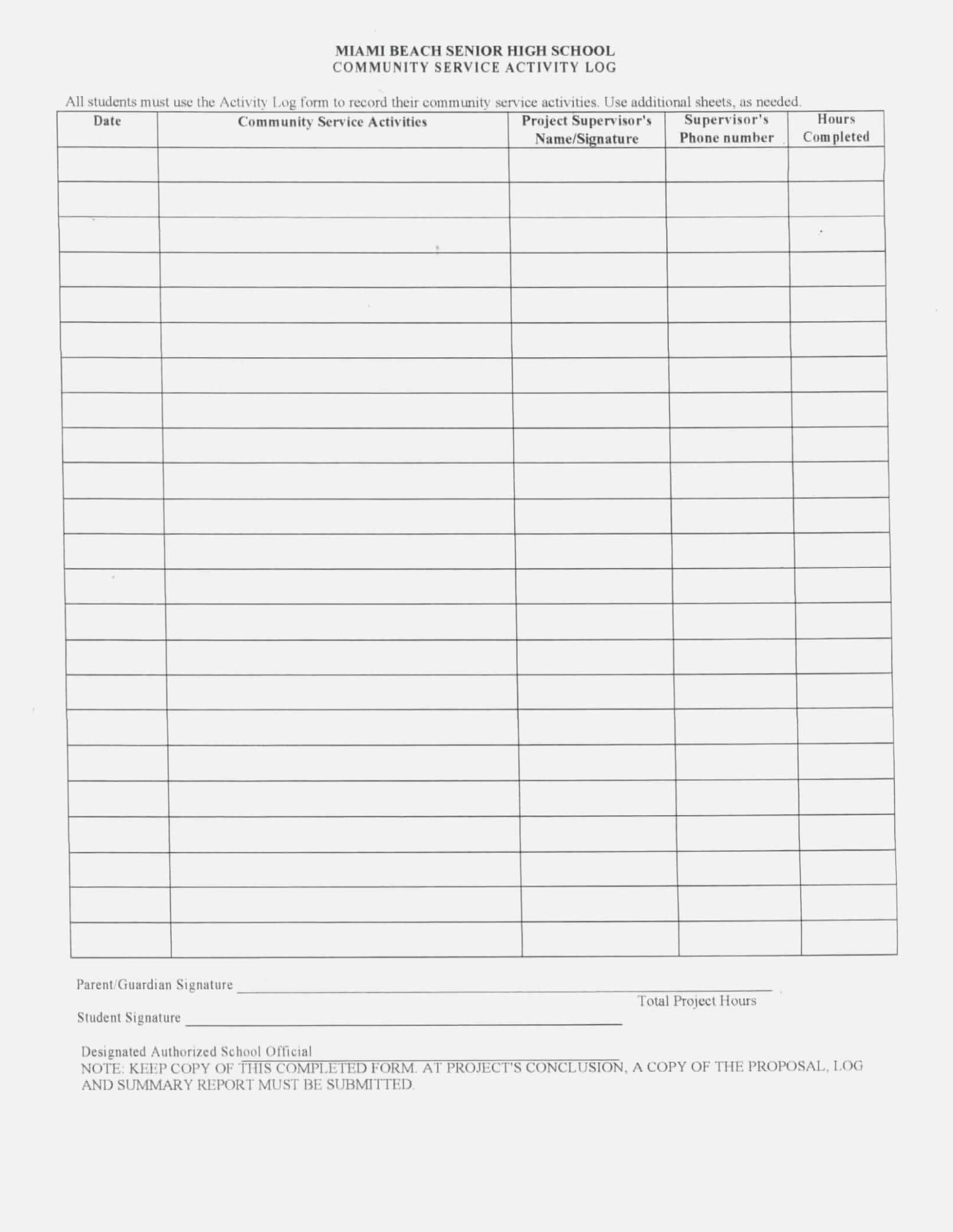 Volunteer Report Template Cool Hours Form Of Community Intended For Volunteer Report Template