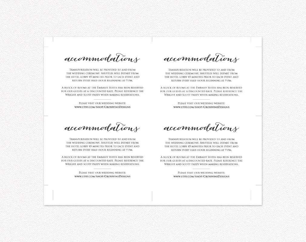 Wedding Accommodations Card Insert · Wedding Templates And Printables Throughout Wedding Hotel Information Card Template