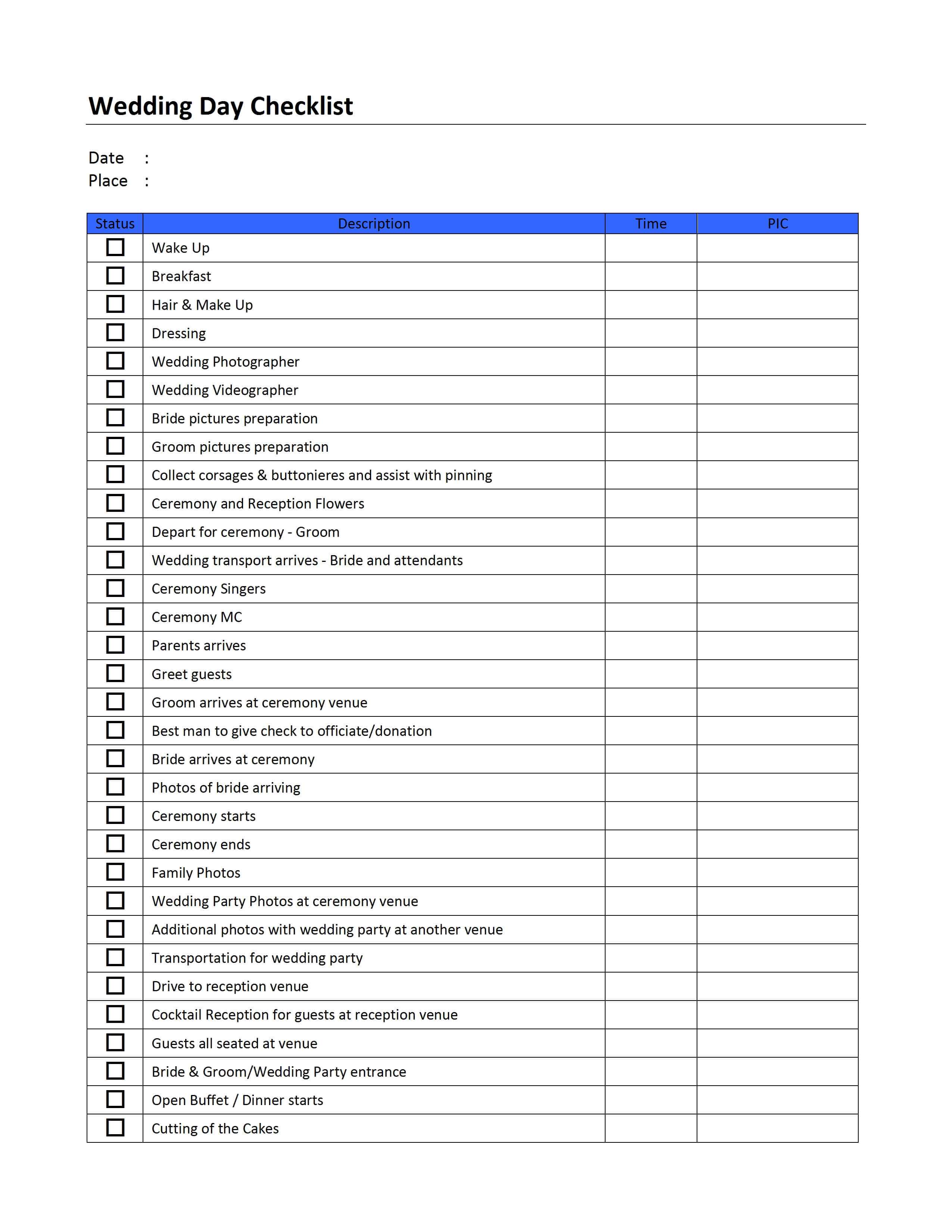 Wedding Day Checklist Template Pertaining To Another Word For Template