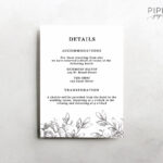 Wedding Details Template | Information Card Template | Wedding Details Card  Template | Wedding Information Card | Enclosure Cards | Claire With Regard To Wedding Hotel Information Card Template