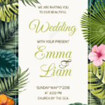 Wedding Event Invitation Card Template. Exotic Tropical Jungle,.. Intended For Event Invitation Card Template