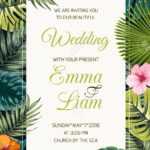 Wedding Event Invitation Card Template. Exotic Tropical Jungle,.. Intended For Event Invitation Card Template