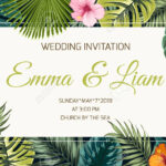 Wedding Event Invitation Card Template. Exotic Tropical Jungle.. Throughout Event Invitation Card Template