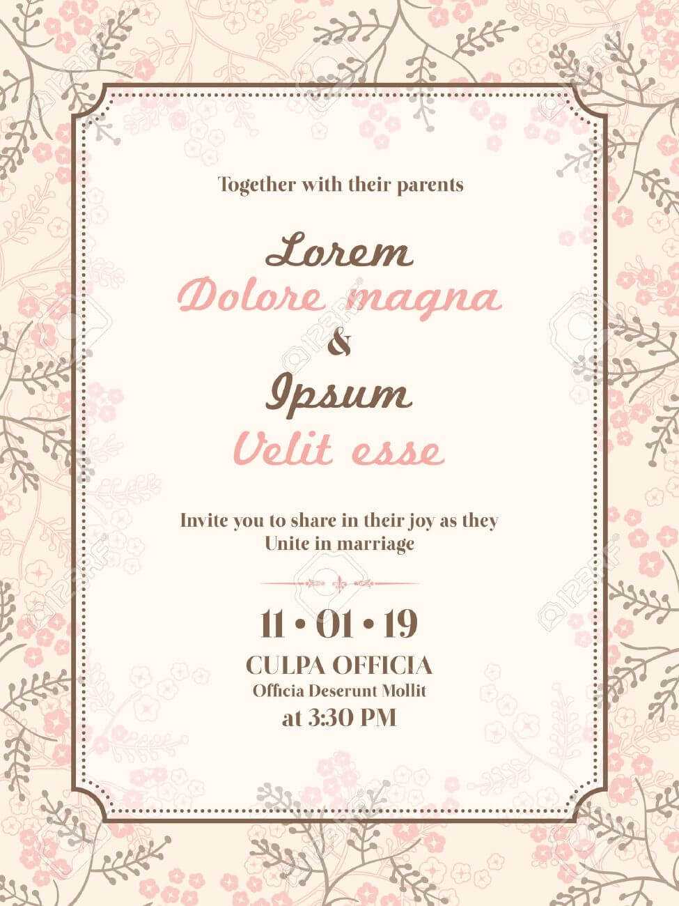 Wedding Invitation Card Template Pertaining To Invitation Cards Templates For Marriage