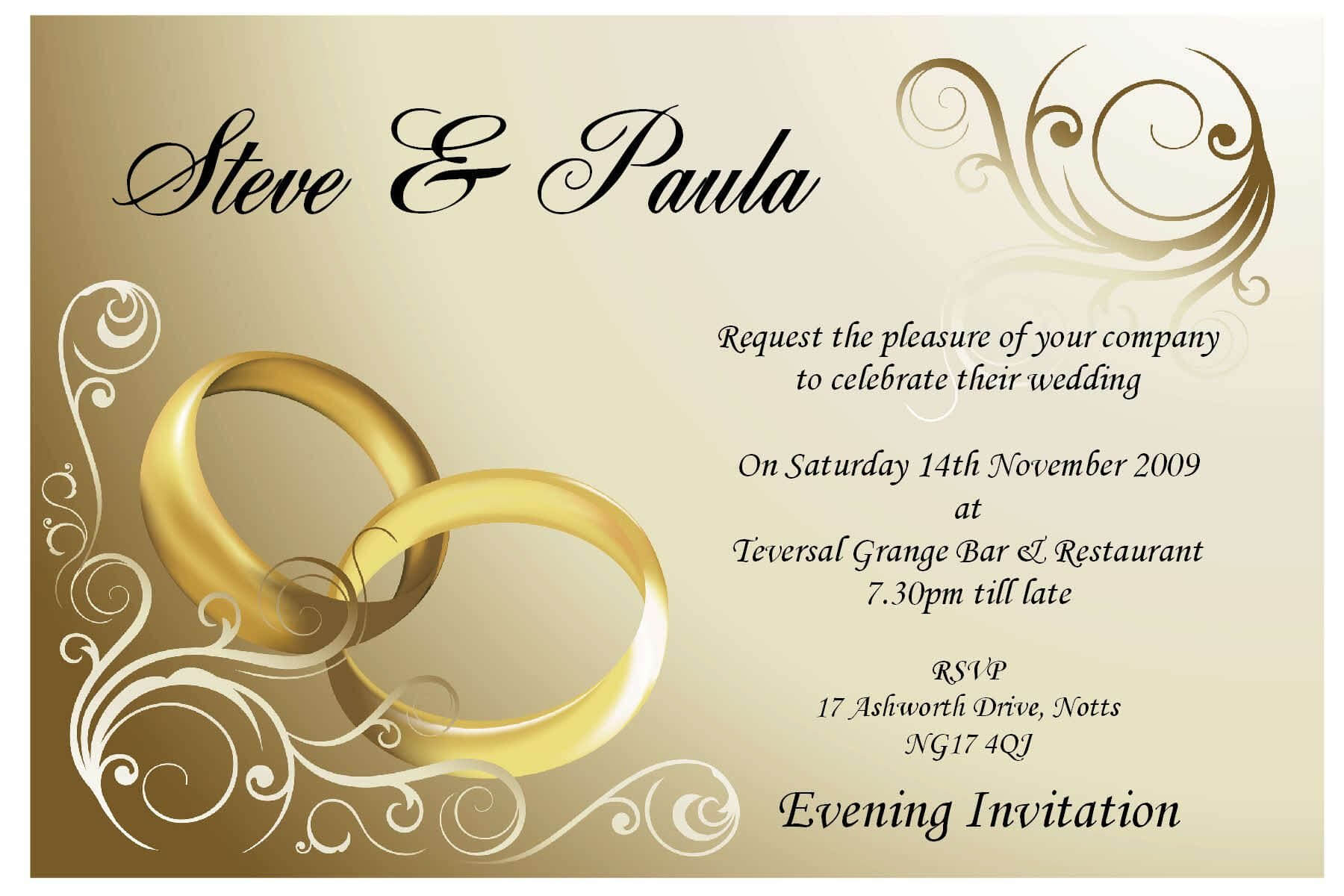 Wedding Invitation Card Template | Theveliger Pertaining To Sample Wedding Invitation Cards Templates