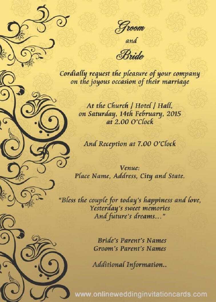 Wedding Invitation Cover Design Templates | Party Invitation Intended For Invitation Cards Templates For Marriage