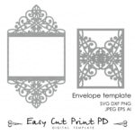 Wedding Invitation Pattern Card Template Lace Folds (Studio within Silhouette Cameo Card Templates