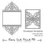 Wedding Invitation Pattern Card Template Lace Folds (Studio Within Silhouette Cameo Card Templates