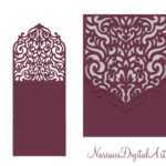 Wedding Invitation Pocket Envelope & Half Fold Card. Svg For Half Fold Card Template