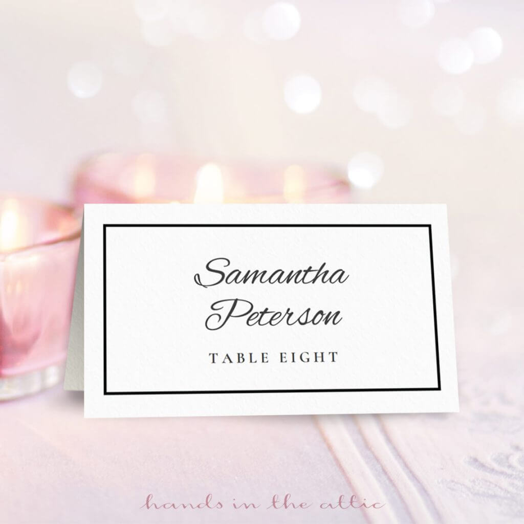 Wedding Place Card Template | Free Download | Hands In The Attic Regarding Place Card Size Template