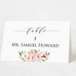 Wedding Place Cards Template, Printable Head Table Place Card, Elegant  Peony Printable, Floral Wedding Table Number Name, Download Pdf #104 In Table Name Cards Template Free