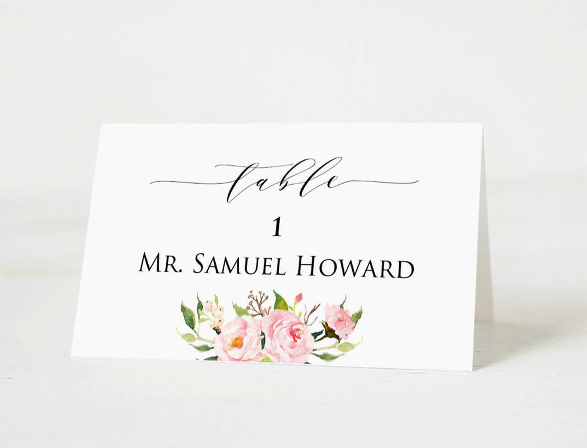 Wedding Place Cards Template, Printable Head Table Place Card, Elegant  Peony Printable, Floral Wedding Table Number Name, Download Pdf #104 With Regard To Table Place Card Template Free Download