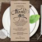 Wedding Place Setting Thank You Card, Instant Download Throughout Place Card Setting Template